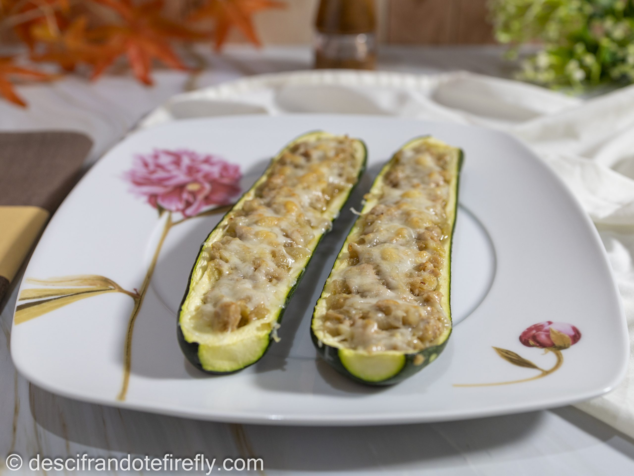 Calabacín relleno de atún